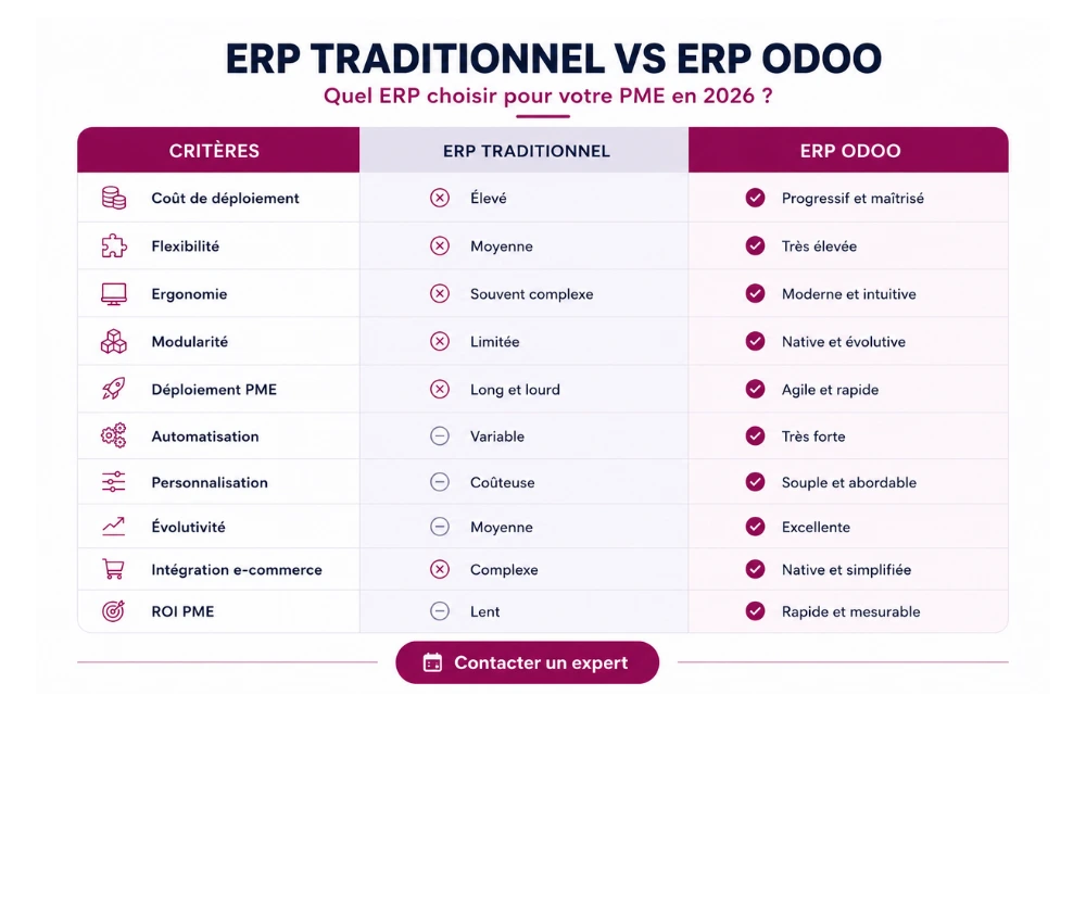 ERP classique VS Odoo comparatif