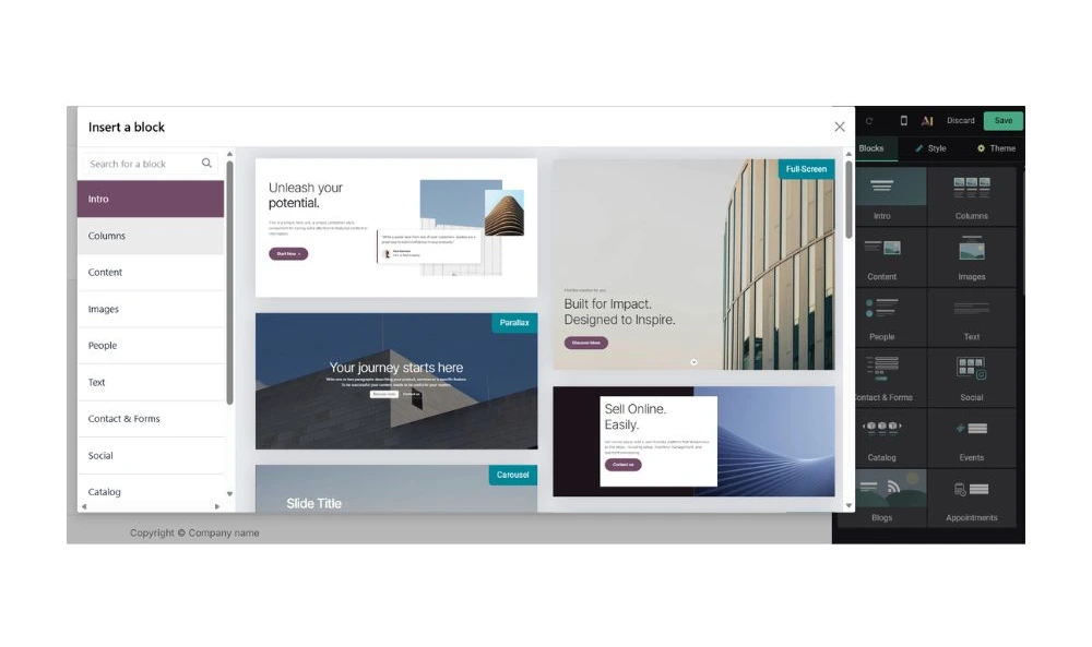 Odoo site web - création pages web