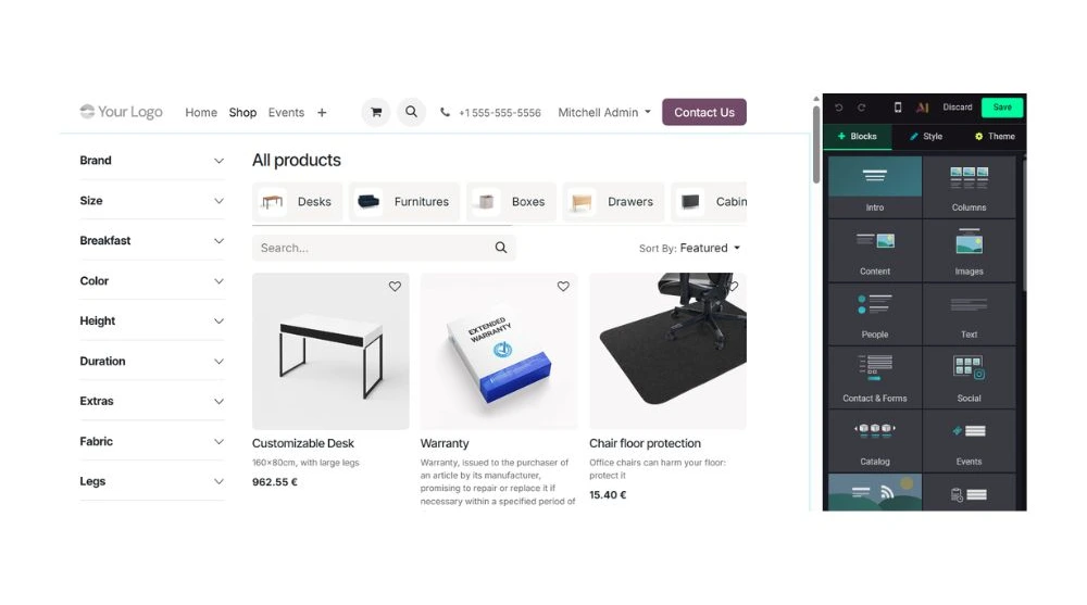 site e-commerce Odoo
