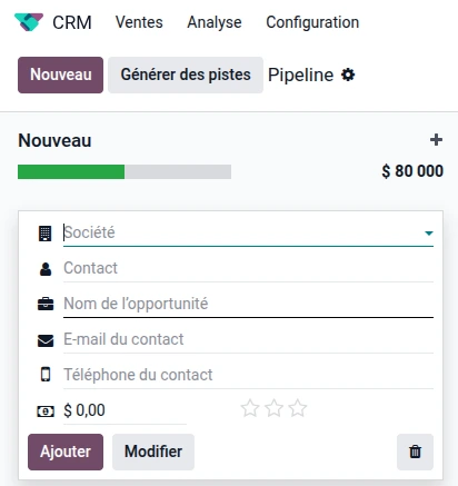nouvel opportunité odoo crm