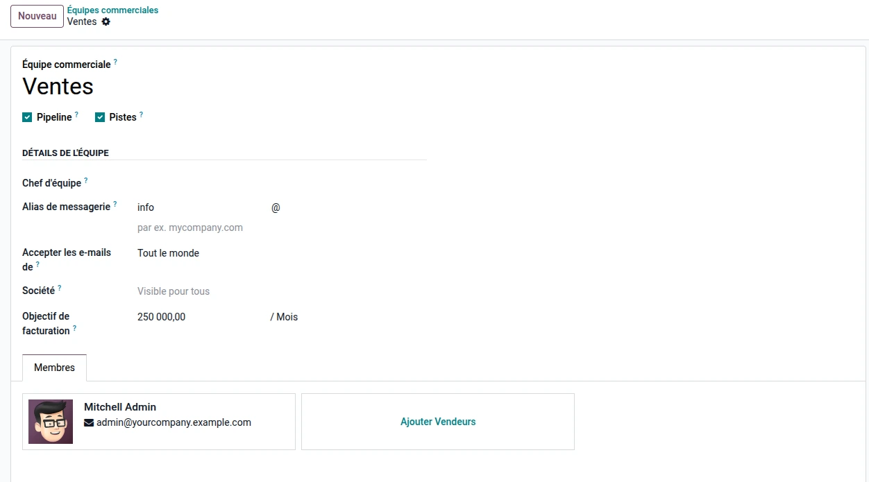 Nouveau membre équipe commerciale Odoo