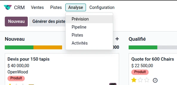 Analyse commerciale Odoo CRM