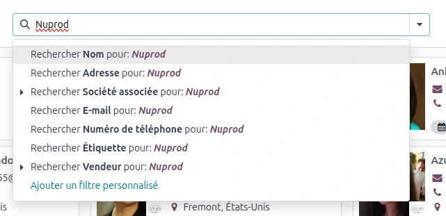 Rechercher un contact Odoo