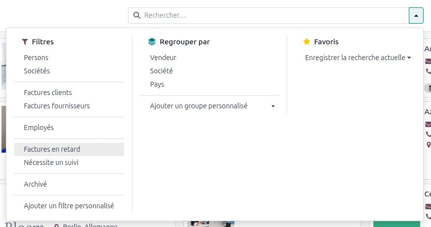 Filtrer ses contacts dans Odoo