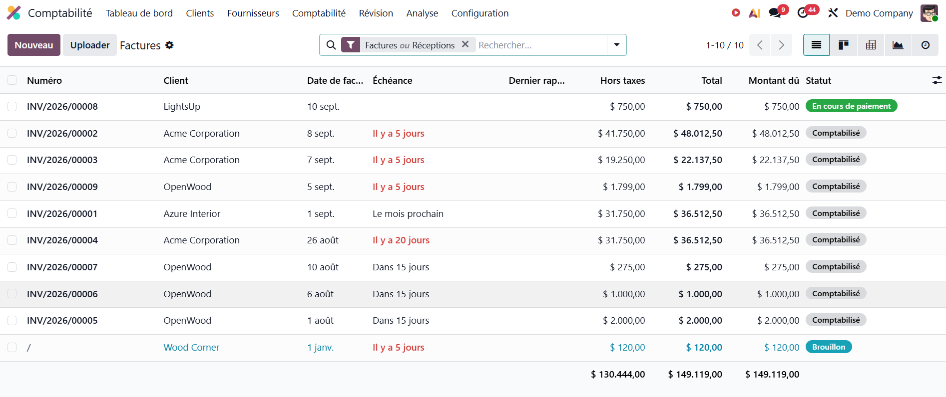Facturation Odoo - comptabilité